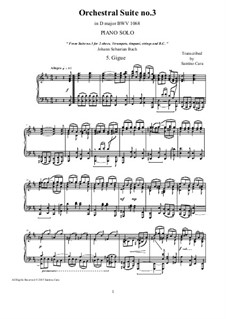 Gigue: Bearbeitung für Klavier by Johann Sebastian Bach