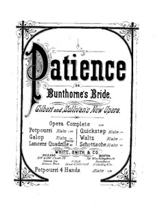Patience: Potpourri de concert, for piano four hands by Arthur Sullivan