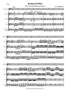 Konzert für Viola und String orchestra in D-Dur: Partitur, Stimmen by Franz Anton Hoffmeister