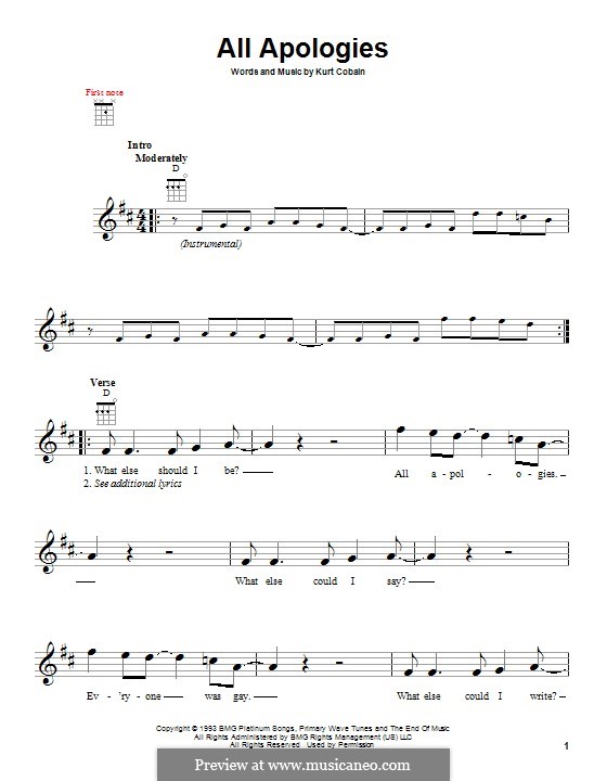 All Apologies (Nirvana): Für Ukulele by Kurt Cobain