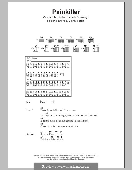 Painkiller (Judas Priest): Text und Akkorde by Glenn Tipton, K. K. Downing, Robert Halford