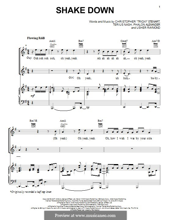 Shake Down (Mary J. Blige): Für Stimme und Klavier (oder Gitarre) by Tricky Stewart , Phalon Alexander, Terius Nash