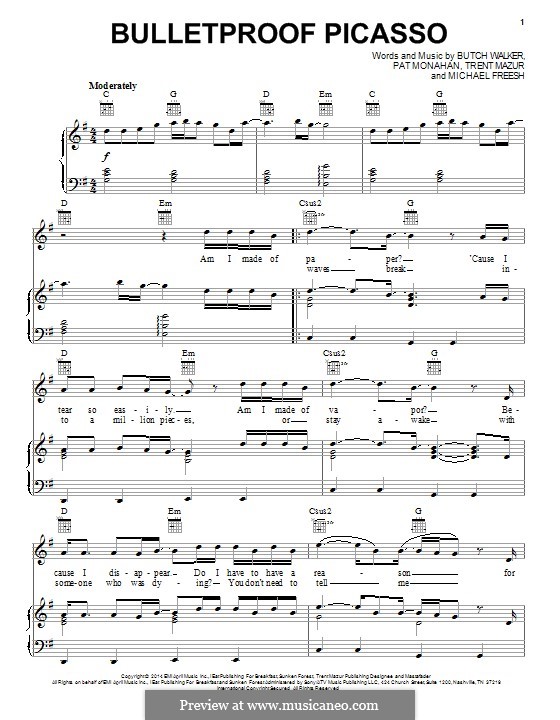 Bulletproof Picasso (Train): Für Stimme und Klavier (oder Gitarre) by Butch Walker, Patrick Monahan, Trent Mazur, Michael Freesh