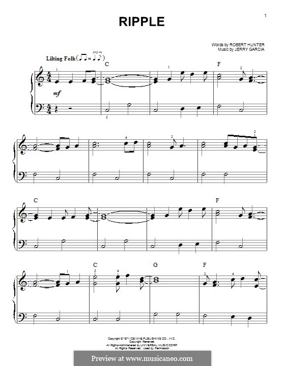 Ripple (The Grateful Dead): Für Klavier by Jerry Garcia, Robert Hunter
