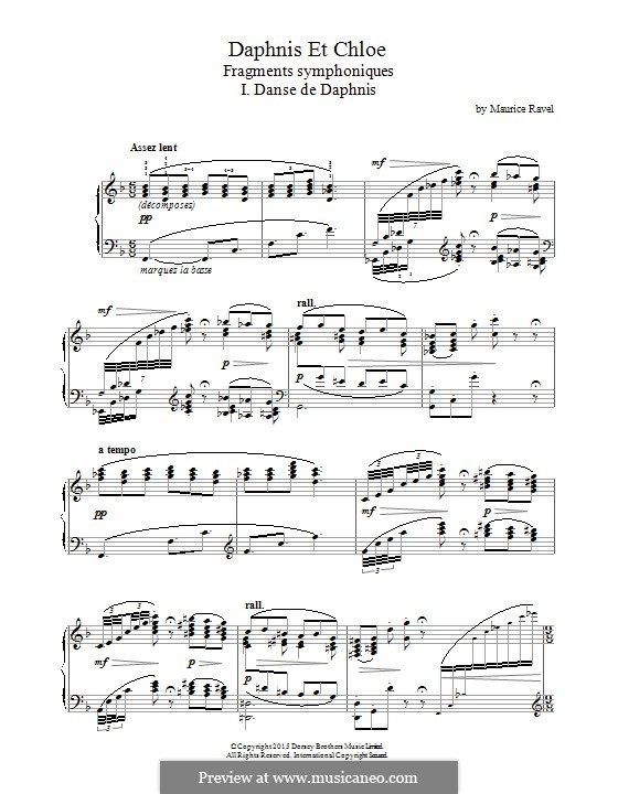 Daphnis und Chloe, M.57: I. Danse de Daphnis (fragment), for piano by Maurice Ravel