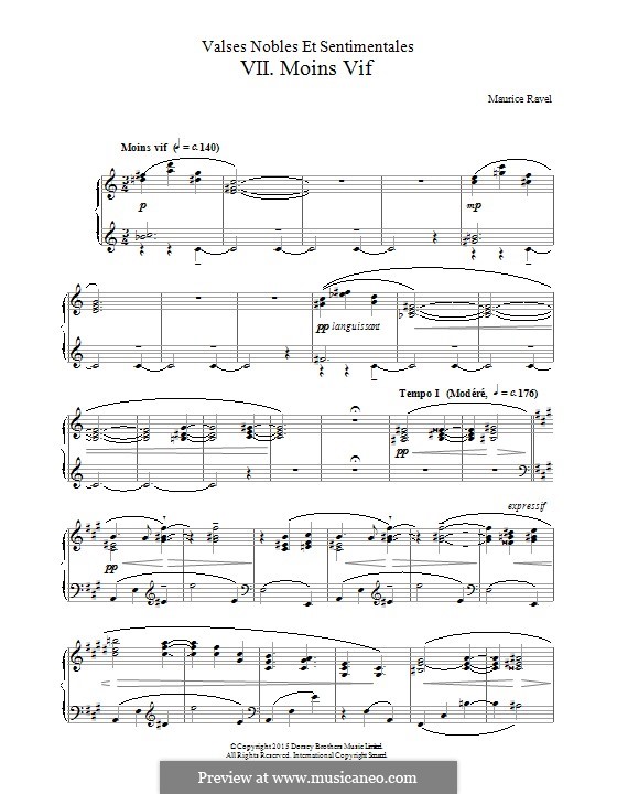 Valses nobles et sentimentales, M.61: Movement VII  Moins Vif by Maurice Ravel