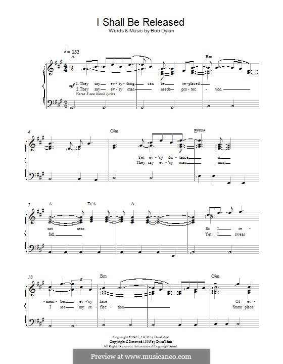 I Shall Be Released: Für Stimme und Klavier by Bob Dylan