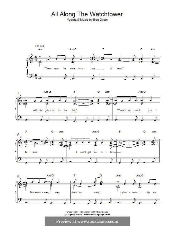 All Along the Watchtower: Für Stimme und Klavier by Bob Dylan