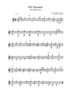 Oh! Susanna: Für Gitarre (C Major) by Stephen Foster