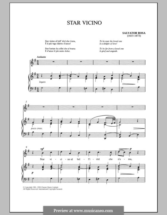 Star vicino: Für Stimme und Klavier by Salvator Rosa