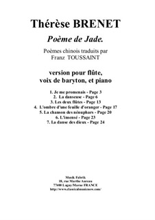 Poème de Jade, seven mélodies on Chinese Poems: For baritone, flute solo and piano by Thérèse Brenet