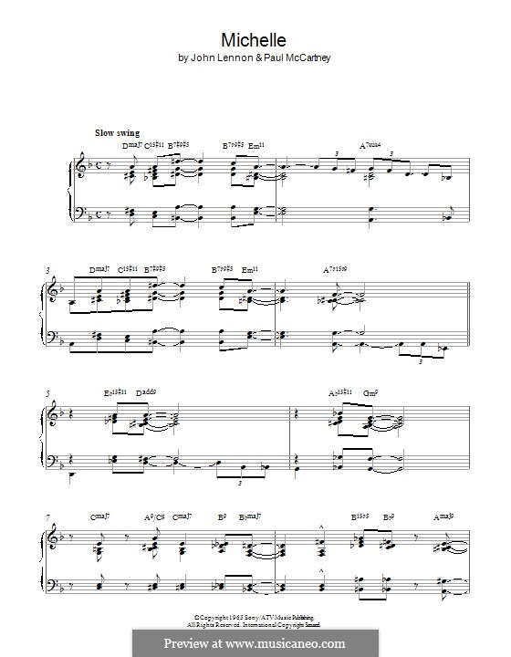 Michelle (The Beatles), for One Instrument: Für Klavier (jazz version) by John Lennon, Paul McCartney