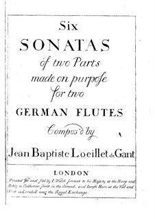 Sechs Sonaten für zwei Flöten, Op.5: Vollständiger Satz by Jean Baptiste Loeillet de Gant