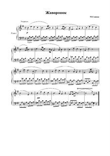 A Farewell to Saint Petersburg: No.10 The Lark, for piano by Michail Glinka