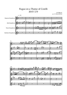 Fuge in h-Moll, BWV 579: For saxophone quartet by Johann Sebastian Bach