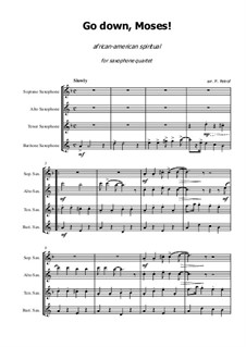 Go Down Moses: For saxophone quartet - score and parts by folklore