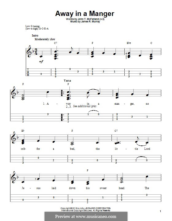 Away in a Manger (Printable Scores): Für Ukulele by James R. Murray