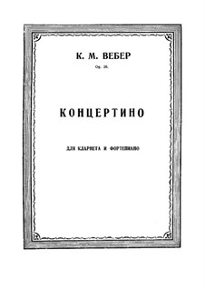 Concertino für Klarinette und Orchester, J.109 Op.26: Version für Klarinette und Klavier by Carl Maria von Weber