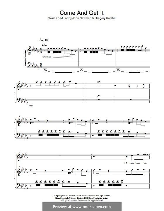 Come and Get It: Für Stimme und Klavier (oder Gitarre) by Greg Kurstin, John Newman