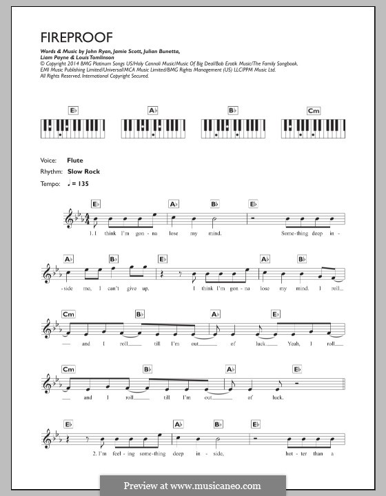 Fireproof (One Direction): Für Keyboard by Julian Bunetta, Jamie Scott, Louis Tomlinson, Liam Payne, John Henry Ryan