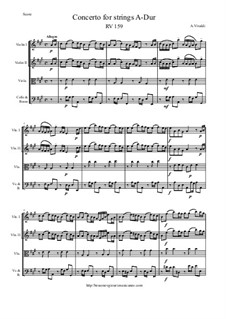 Concerto for Strings in A Major, RV 159: Score and parts by Antonio Vivaldi