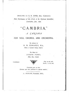 Cambria: Bearbeitung für Stimmen, Chor und Klavier by Joseph Parry