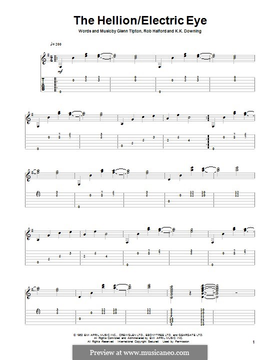 Electric Eye (Judas Priest): Für Gitarre mit Tabulatur by Glenn Tipton, K. K. Downing, Robert Halford