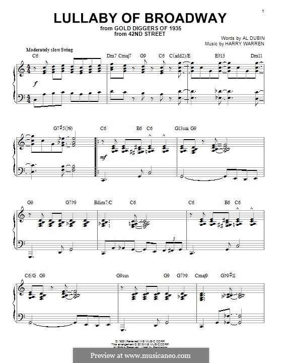 Lullaby of Broadway: Für Klavier by Harry Warren