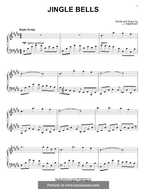 Piano version (printable scores): Für einen Interpreten by James Lord Pierpont