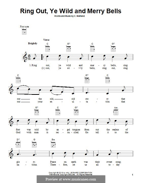 Ring Out, Ye Wild and Merry Bells: Für Ukulele by C. Maitland