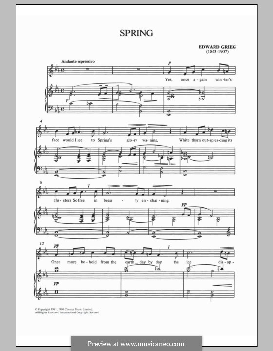 Lyrische Stücke, Op.43: No.6 To Spring by Edvard Grieg