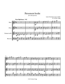 Personent Hodie (early Latin Carol): For wind quartet by Unknown (works before 1850)