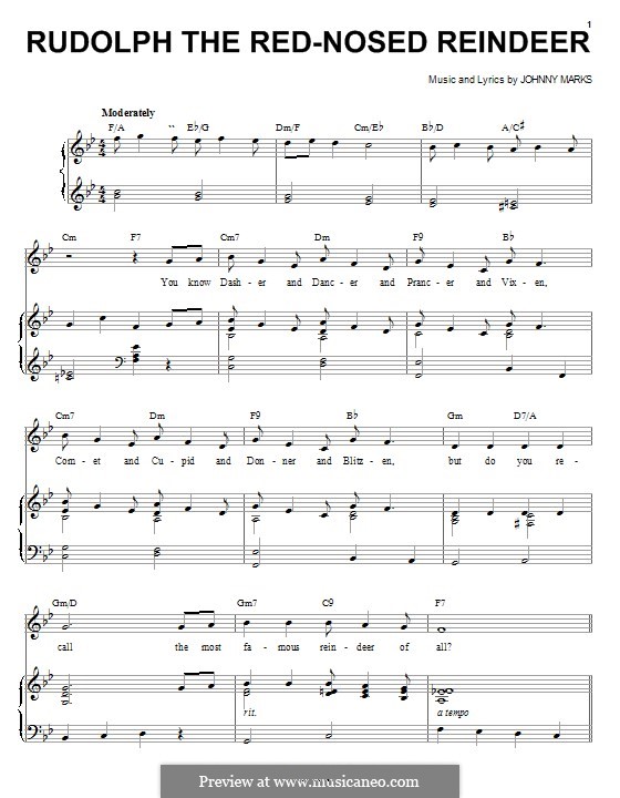 Rudolph the Red-Nosed Reindeer: Für Stimme und Klavier by Johnny Marks