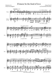 If music be the food of love: For low voice and guitar by Henry Purcell