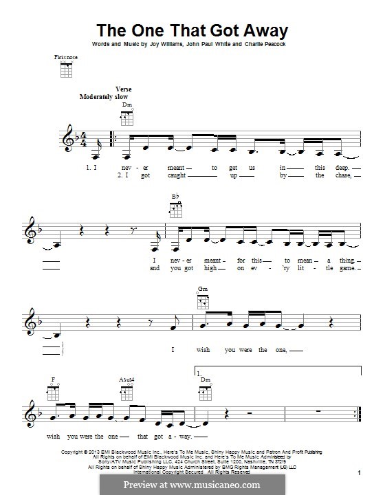 The One That Got Away (The Civil Wars): Für Ukulele by Charlie Peacock, John Paul White, Joy Williams