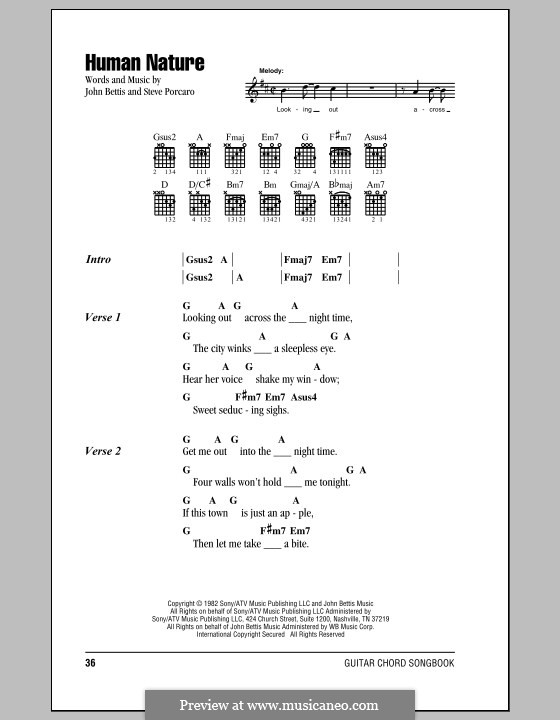 Human Nature (Michael Jackson): Text und Akkorde by John Bettis, Steve Porcaro