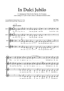 In Dulci Jubilo: Christmas motet: SSAA by Joan Yakkey