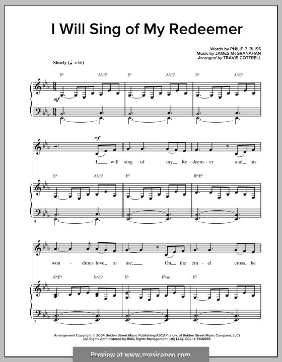 I Will Sing of My Redeemer: Für Stimme und Klavier by James McGranahan