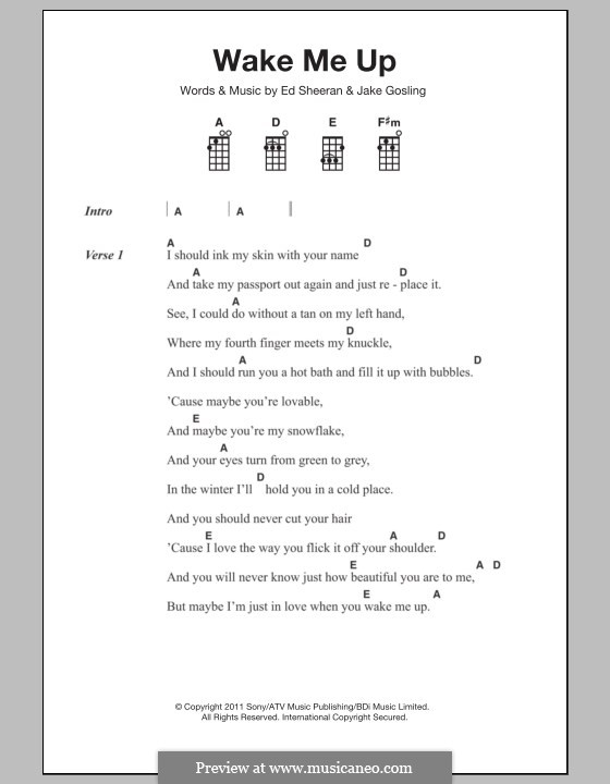 Wake Me Up: Für Ukulele by Ed Sheeran, Jake Gosling
