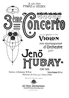 Violinkonzert Nr.3, Op.99: Für Violine und Klavier – Partitur by Jenö Hubay