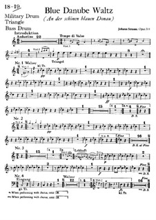 An der schönen blauen Donau, Op.314: Schlagzeugstimmen by Johann Strauss (Sohn)