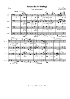 Serenade für Streichorchester, Op.20: Movement II. Arranged for cello quartet by Edward Elgar