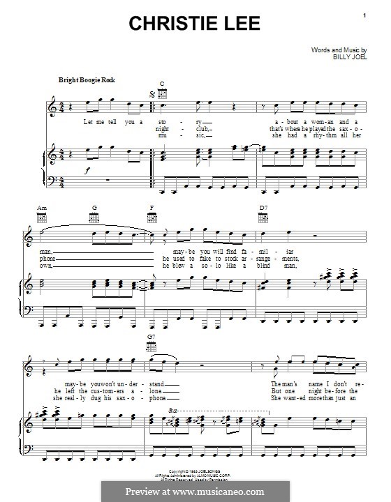 Christie Lee: Für Stimme und Klavier (oder Gitarre) by Billy Joel