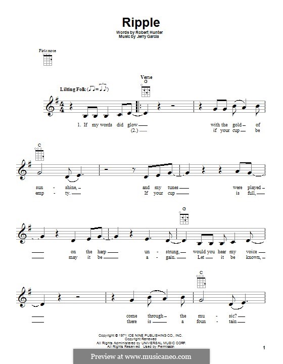 Ripple (The Grateful Dead): Für Ukulele by Jerry Garcia, Robert Hunter