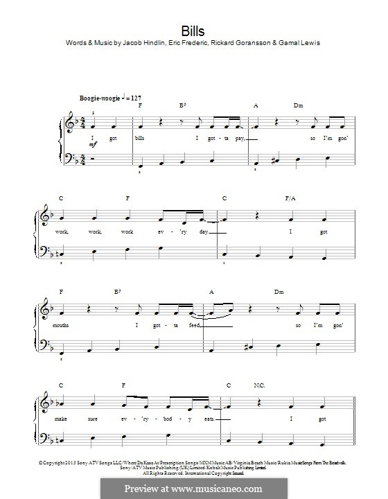 Bills: Für Klavier by Jacob Kasher Hindlin, Eric Frederic, Rickard Goransson, Gamal Lewis