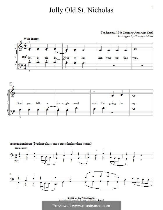 Jolly Old St. Nicholas: Für Klavier by folklore