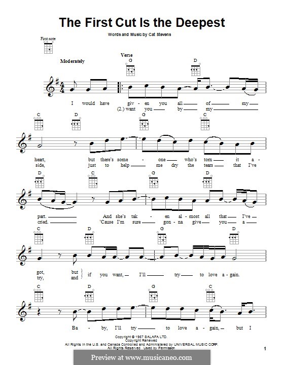 The First Cut Is the Deepest: Für Ukulele by Cat Stevens