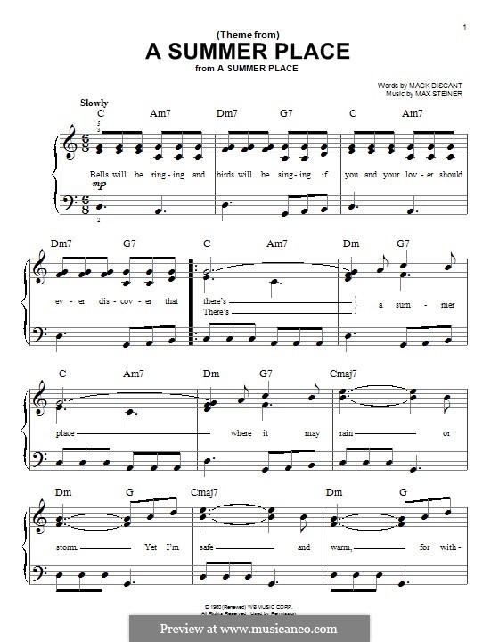 Theme from A Summer Place: Für Klavier by Max Steiner