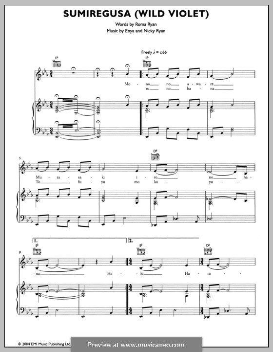 Semiregusa (Wild Violet): Für Stimme und Klavier (oder Gitarre) by Enya, Nicky Ryan