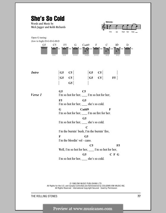 She's So Cold (The Rolling Stones): Text und Akkorde by Keith Richards, Mick Jagger